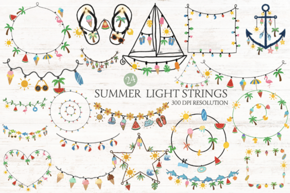 Download Summer Elements Light Strings PNG Bundle - Summer elements Collection