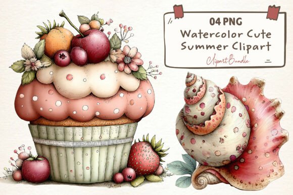 Download Watercolor Cute Summer Clipart Set - Cute summer clipart Collection