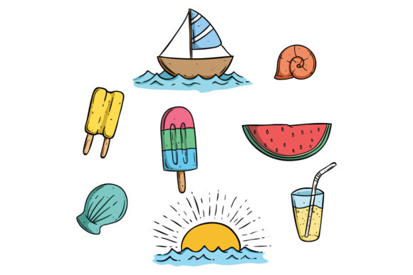 Download Set of Doodle Summer Elements - Summer elements Collection