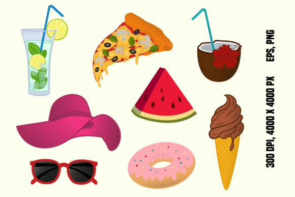 Download Set of Cartoon Summer Elements - Summer elements Collection