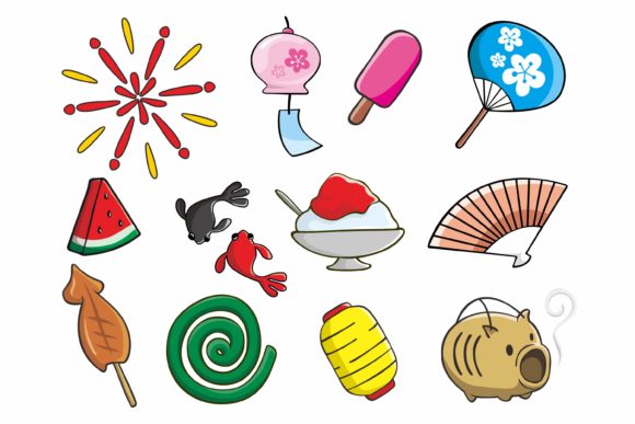 Download Illustration of Japanese Summer Elements - Summer elements Collection