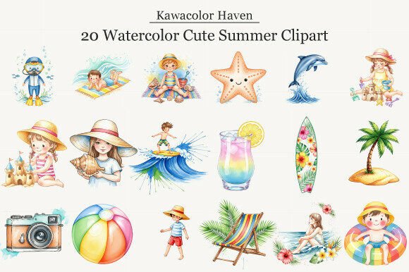Download Watercolor Cute Summer Clipart - Cute summer clipart Collection