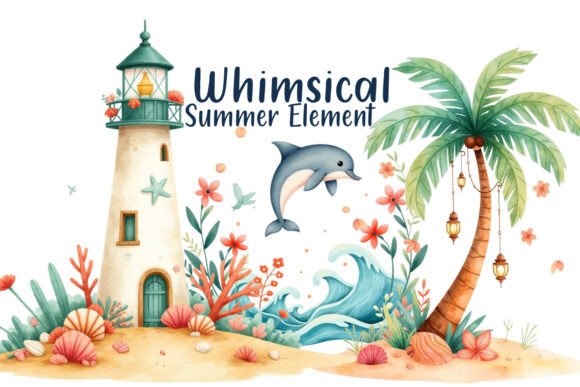 Download Whimsical Summer Elements Watercolor - Summer elements Collection